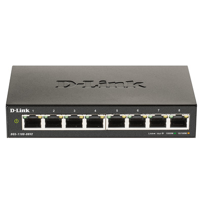 D-Link 8-Port Gigabit Ethernet Metal Housing Unmanaged Light Switch without IGMP- 8-Port 10/100/1000 Mbps- 1000Base-T interface- IEEE 802.3- IEEE 802.3u- IEEE 802.3ab- IEEE 802.3az Energy Efficiency Ethernet- Switching capacity 16 Gbps