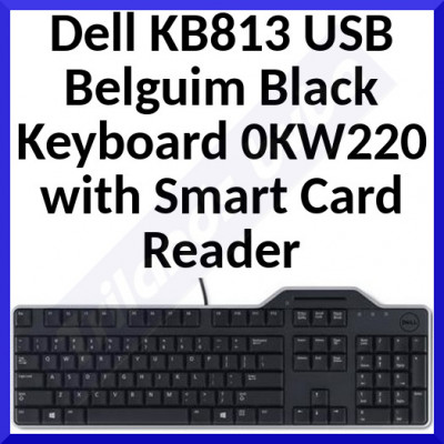 Dell KB813 Smart Card Reader USB Belguim Black Keyboard 0KW220