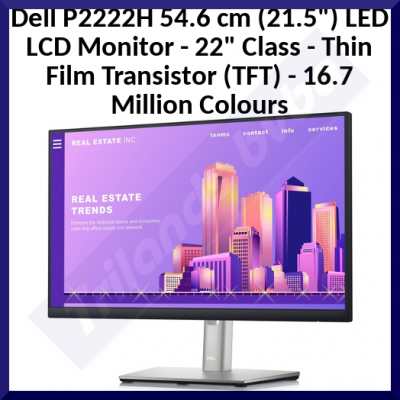 Dell P2222H - LED monitor - 22" (21.5" viewable) - 1920 x 1080 Full HD (1080p) @ 60 Hz - IPS - 250 cd/m - 1000:1 - 5 ms - HDMI, VGA, DisplayPort - with 3 years Advanced Exchange Service