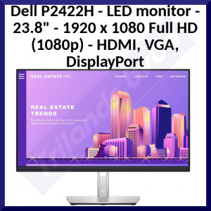 Dell P2422H - LED monitor - 23.8" - 1920 x 1080 Full HD (1080p) @ 60 Hz - IPS - 250 cd/m - 1000:1 - 5 ms - HDMI, VGA, DisplayPort - with 3 years Advanced Exchange Service