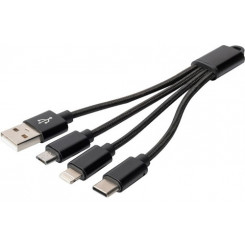 Charger Cable 3-in-1 USB A Lightning+micro B+Type-C 0.15m