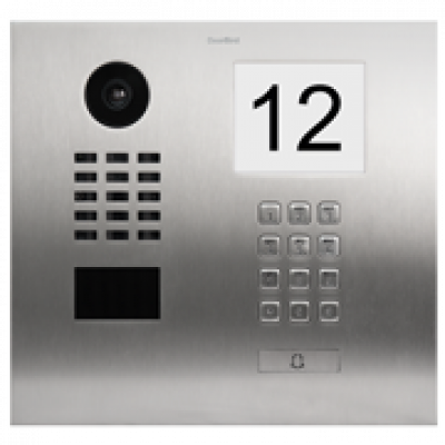 DoorBird IP Video Door Station D2101IKH for single family homes, stainless steel V2A, brushed, incl. illuminated info module and engravable stainless steel panel, incl. flush-mounting housing, 1 call button 