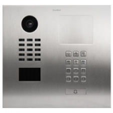 DoorBird IP Video Door Station D2101KH for single family homes, stainless steel V2A, brushed, incl. engravable stainless steel panel and flush-mounting housing, 1 call button incl. stainless steel plate with bell symbol, keypad module 