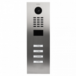 DoorBird IP Video Door Station D2104V, stainless steel V2A, brushed, incl. flush-mounting housing, 4 call buttons