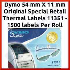 Dymo 11351 Original White Special Retail Thermal Labels (54 mm X 11 mm) - 1500 labels Per Roll - Clearance Sale - Opruiming - Déstockage - Lagerräumung
