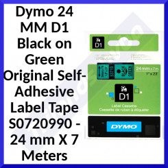Dymo (S0720990) 24 MM D1 Black on Green Original Self-Adhesive Label Tape 53719 - 24 mm X 7 Meters