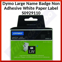 Dymo Original Large Name Badge Non Adhesive White Paper Label S0929110 - (62 mm X 106 mm) 250 Label Cards per Roll
