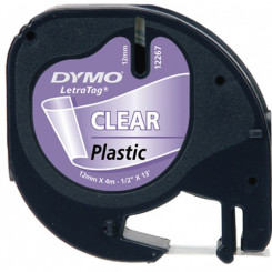 Dymo S0721530 LetraTAG Clear Plastic Tape Permanent Adhesive 12 mm X 4 Meters for Dymo LetraTag LT-100H, LT-100T