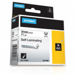 Dymo 24mm IND Black on White RhinoPRO Adhesive Self-Laminating Thermal Label Tape 1734821 - 24mm x 5.5 meters - for Rhino 4200, 6000, 6000 Hard Case Kit