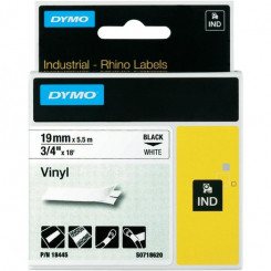 Dymo Rhino 18445 Black on White Vinyl Tape S0718620 - 9 mm X 5,5 Meters