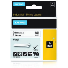 Dymo IND 1805430 Black on White IND Vinyl Label Tape - 24 mm X 5.5 Meters - for Rhino 5000, 5200, 6000, ILP219