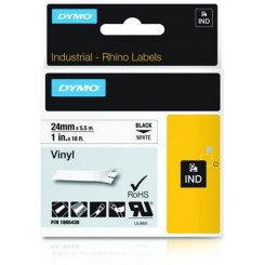Dymo IND S0718240 Black on White IND Polyester Label Tape - 9 mm X 5.5 Meters - for Rhino 5000, 5200, 6000, ILP219