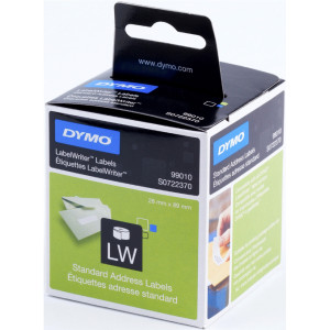Dymo 99010 White Paper Address Permanent Adhesive Label (S0722370) - 28 mm X 89 mm - 130 Labels Roll - 2 Rolls per Pack