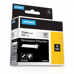 Dymo Rhino Black on Clear Permanent Adhesive Polyester Tape 622289 - 12 mm X 5.5 meters