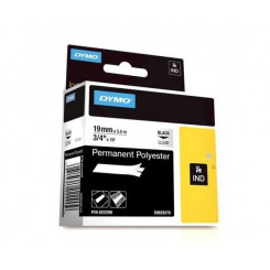 Dymo Rhino Black on Clear Permanent Adhesive Polyester Tape 622290 - 19 mm X 5.5 meters