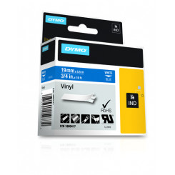 Dymo 1805417 White on Blue IND Vinyl Label Tape - 19 mm X 5.5 Meters - for Rhino 4200, 5000, 5200, 6000, ILP219