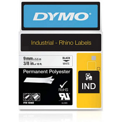 DYMO - Permanent polyester tape - black on white - Roll (0.9 cm x 5.5 m) 1 roll(s) - for Rhino 4200, 6000, 6000 Hard Case Kit