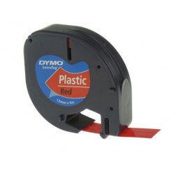 DYMO LetraTAG 12MM Plastic tape black on red (S0721630) 4 Meters Roll - for LetraTag LT-100H, LT-100T