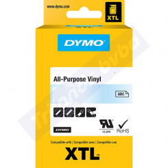 Dymo XTL Black on White Vinyl Tape 1868751 - 12mm X 7 meters