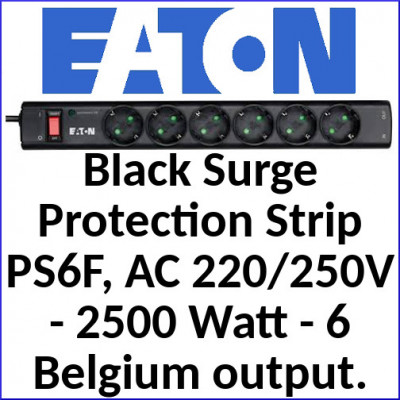 Eaton Protection Strip - Surge protector - AC 220/250 V - 2500 Watt - output connectors: 6 - black