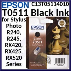 Epson T051 Black Original Ink Cartridge C13T05114010 (24 Ml.) - Outlet Sale - Original Sealed Product - Old Retail Box