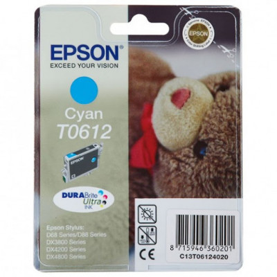 Epson T0612 Cyan Ink Original Cartridge C13T06124020 (8 ML) for Epson Stylus D68, D88, DX3800, DX3850, DX4200, DX4250, DX4800, DX4850