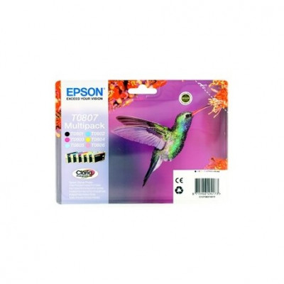 Epson T0807 Multipack - Black, yellow, cyan, magenta, light magenta, light cyan - original - blister with RF/acoustic alarm - ink cartridge - for Stylus Photo P50, PX650, PX700, PX710, PX720, PX730, PX800, PX810, PX820, PX830, RX585