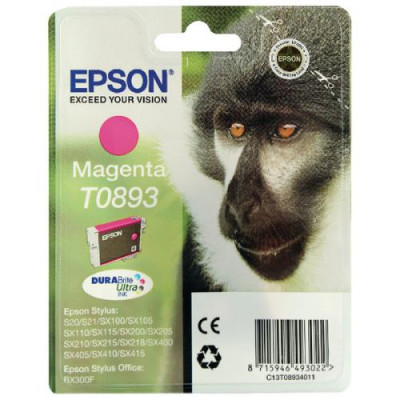 Epson T0893 Magenta Ink Original Cartridge C13T08934011 (3.5 Ml.) for Epson Stylus S-20, SX-21, SX-105, SX-110, SX-115, SX-200, SX-205, SX-210, SX-215, SX-400, SX-405, SX-410, SX-415, SX-2005