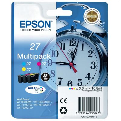 Epson Multipack 27XL EasyMail - 3-pack - XL - yellow, cyan, magenta - original - mailable - ink cartridge - for WorkForce WF-3620, WF-3640, WF-7110, WF-7210, WF-7610, WF-7620, WF-7710, WF-7715, WF-7720