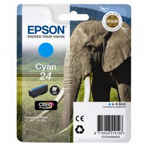 Epson 24 Cyan Ink Original Cartridge C13T24224022 (4.6 Ml) for Epson Expression Photo XP-55, XP-750, XP-760, XP-850, XP-860, XP-950, XP-960, Expression Premium XP-750, XP-850