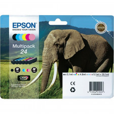 Epson 24 (6-Ink CMYKLCLM Pack) Original Black+Cyan+Magenta+Yellow+Light Cyan+Light Magenta Original Ink Cartridges MultiPack C13T24284011