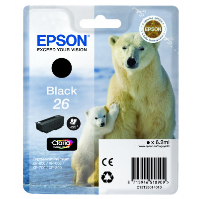 Epson 26 Original BLACK Ink Cartridge C13T26014012 (6.2 ml)