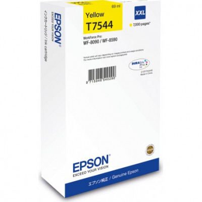 Epson T7544 Yellow Ink Cartridge (7000 Pages) - Original Epson pack for WF8090, WF8090DW, WF8590DW, WF8590DWF, WF8590D3TWFC, WF8590DTWF