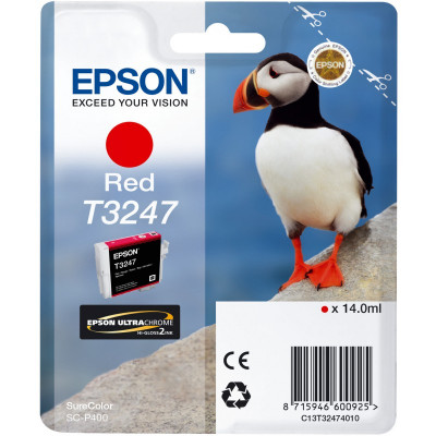 Epson T3247 Red Ink Cartridge (14 ML.) - Original Epson pack for Epson SC-P400