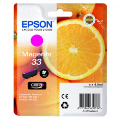 Epson 33 Magenta Ink Original Cartridge C13T33434012 (4.5 Ml.) for Epson Expression Home XP-530, XP-630, XP-635, XP-830, Expression Premium XP-540, XP-630, XP-640, XP-645, XP-830, XP-900