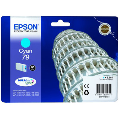 Epson 79 Cyan Ink Original Cartridge C13T79124010 (800 Pages) for Epson WorkForce PRO WF4630, WF4630DWF, WF4640, WF4640DTWF, WF5110, WF5110DW, WF5190, WF5190DW, WF5620, WF5620DWF, WF5690, WF5690DWF