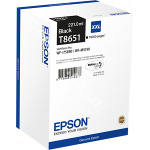 Epson T8651 Black Original Ink Cartridge (10000 Pages) for Epson WorkForce Pro WF-M5190DW, WF-M5190DW BAM, WF-M5690DWF