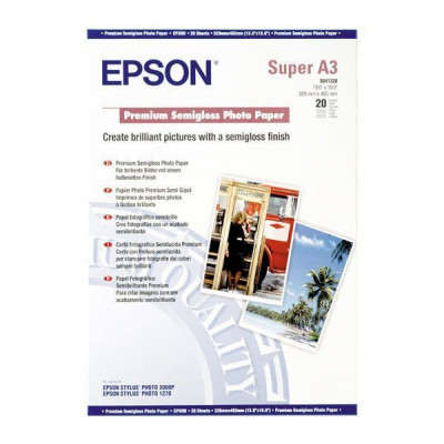 Epson S041328 Premium Semi-Gloss Photo Inkjet Paper (A3) - 329 mm X 423 mm - 251 grams/M2 - 20 Sheets Pack