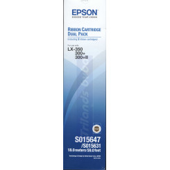 Epson S015647 (2-Pack) Black Original Printer Ribbons C13S015647 (2 X 4 Million Stikes) for Epson LQ 300+, LQ 300+II, LQ 350