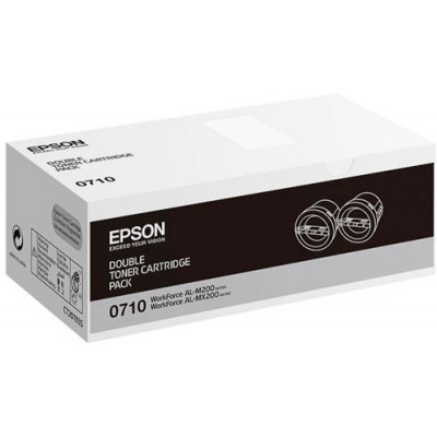 Epson S050710 (2) Toner Cartridges (2 X 2500 pages) - Original Epson High Capacity Cartridges NON-Return Pack (C13S050710) for WorkForce AL-M200DN, AL-M200DN, AL-M200DW, AL-MX200DNF, AL-MX200DWF