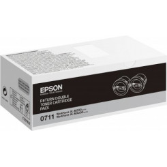 Epson S050711 Black (2) Toner Cartridges (2 X 2500 pages) - Original Epson High Capacity Cartridges Use n Return Pack (C13S050711) for WorkForce AL-M200DN, AL-M200DN, AL-M200DW, AL-MX200DNF, AL-MX200DWF