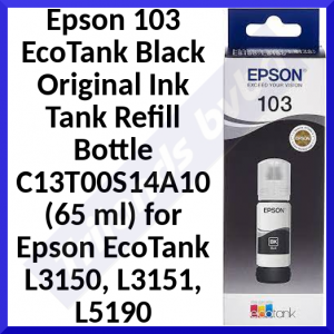Epson 103 (C13T00S14A10) EcoTank Original BLACK Ink Tank Refill Bottle (65 ml)