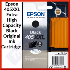 Epson 405XXL Original Extra High Capacity BLACK Ink Cartridge C13T02J14010 (37.2 ml) for Epson WorkForce WF-7830DTWF, WF-7835DTWF, WF-7840DTWF Epson WorkForce Pro WF-7840DTWFF