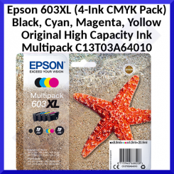 Epson 603XL (4-Ink CMYK Pack) Original High Capacity Black, Cyan, Magenta, Yollow Ink Cartridges Multipack