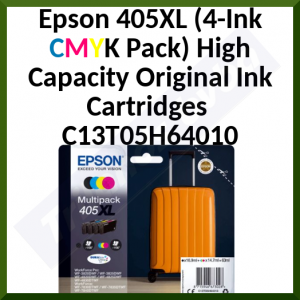 Epson 405XL (4-Ink CMYK XL Pack) Original High Capacity (CYAN + MAGENTA + YELLOW + BLACK) Ink Cartridges C13T05H64010 - for WorkForce WF-7830, 7835, 7840