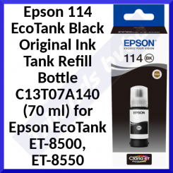 Epson 114 EcoTank Black Original Ink Tank Refill Bottle C13T07A140 (70 ml) for Epson EcoTank ET-8500, ET-8550