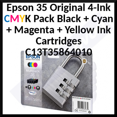 Epson 35 (4-Ink CMYK Pack) Original (Black / Cyan / Magenta / Yellow) Ink Cartridges C13T35864010