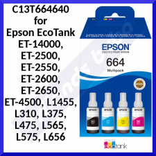Epson EcoTank 664 - 4-pack - black, yellow, cyan, magenta - original - ink tank - for Epson L380, L395, L495; EcoTank ET-2650, L1455, L656; EcoTank ITS L3050, L3060, L3070 