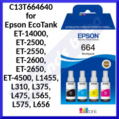Epson EcoTank 664 - 4-pack - black, yellow, cyan, magenta - original - ink refill - for Epson L380, L395, L495