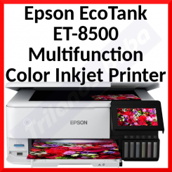 Epson EcoTank ET-8500 - Multifunction printer - colour - ink-jet - refillable - A4/Letter (media) - up to 16 ppm (printing) - USB, LAN, USB host, Wi-Fi(ac) - white